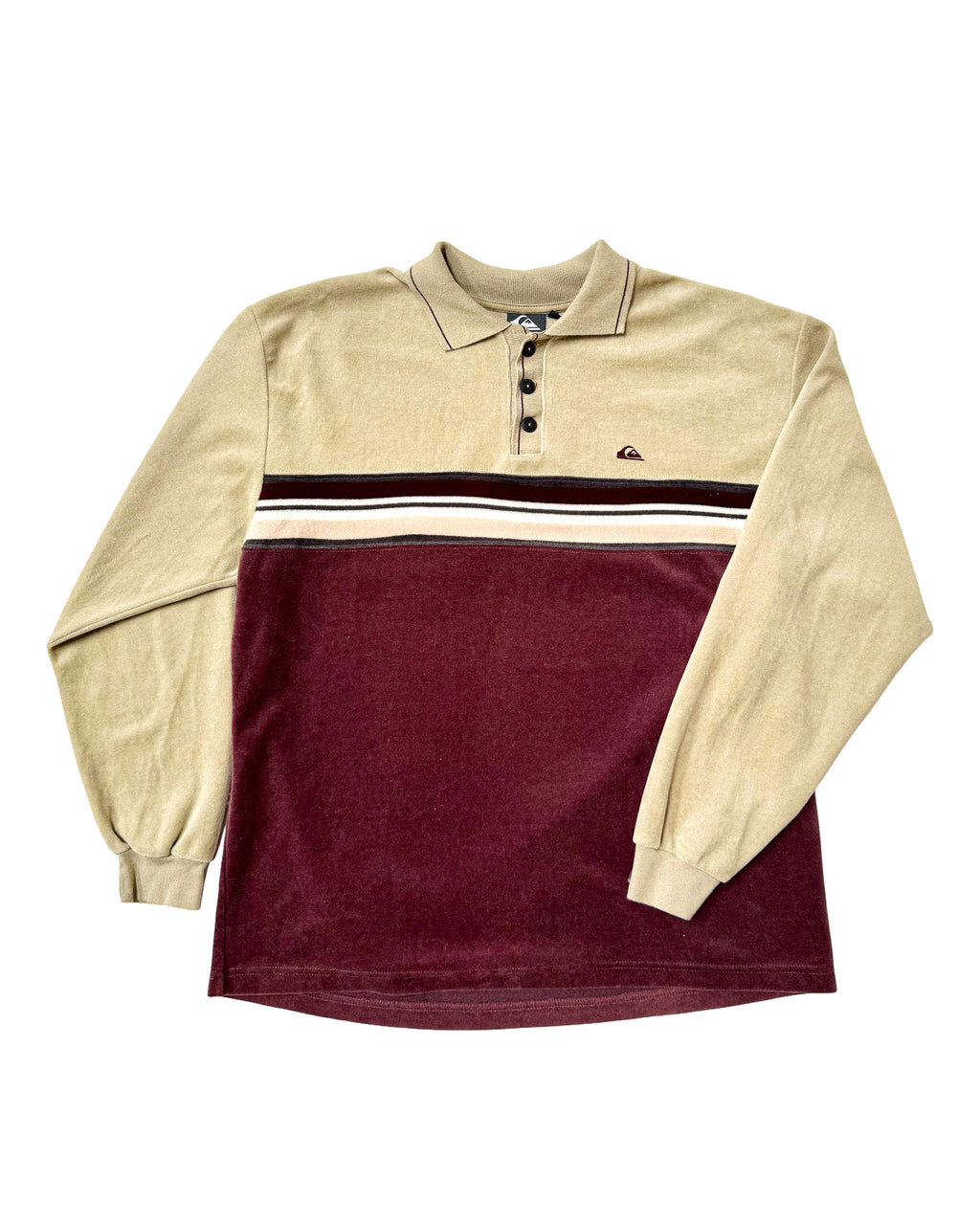 2000'S QUIKSILVER TWO-TONE VELOUR COLLARED SWEATSHIRT - L