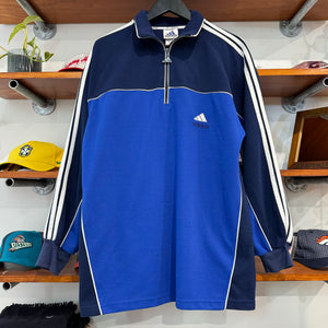 1990'S ADIDAS EMBROIDERED 3 STRIPE 1/4 ZIP - XL