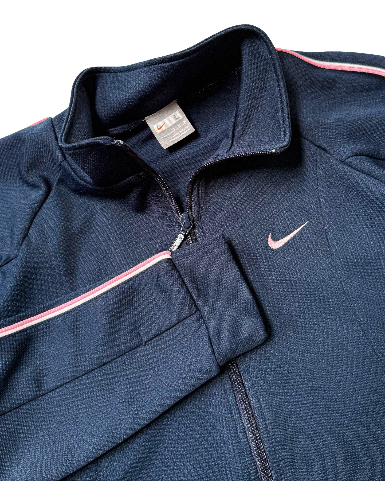 2000'S NIKE SWOOSH PINSTRIPE TRACK JACKET - S