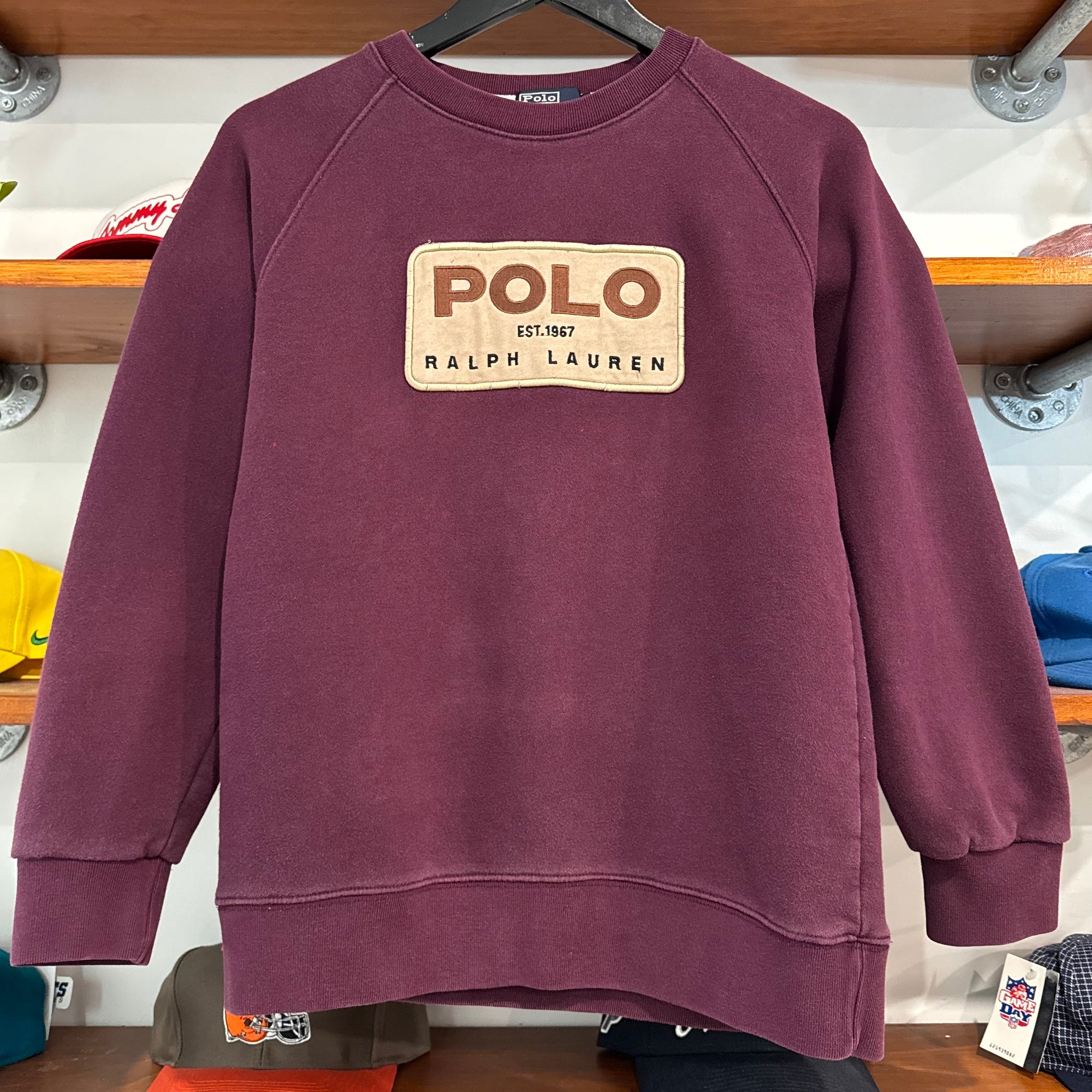 1990'S POLO RALPH LAUREN TEXTURED LOGO SWEATSHIRT - S