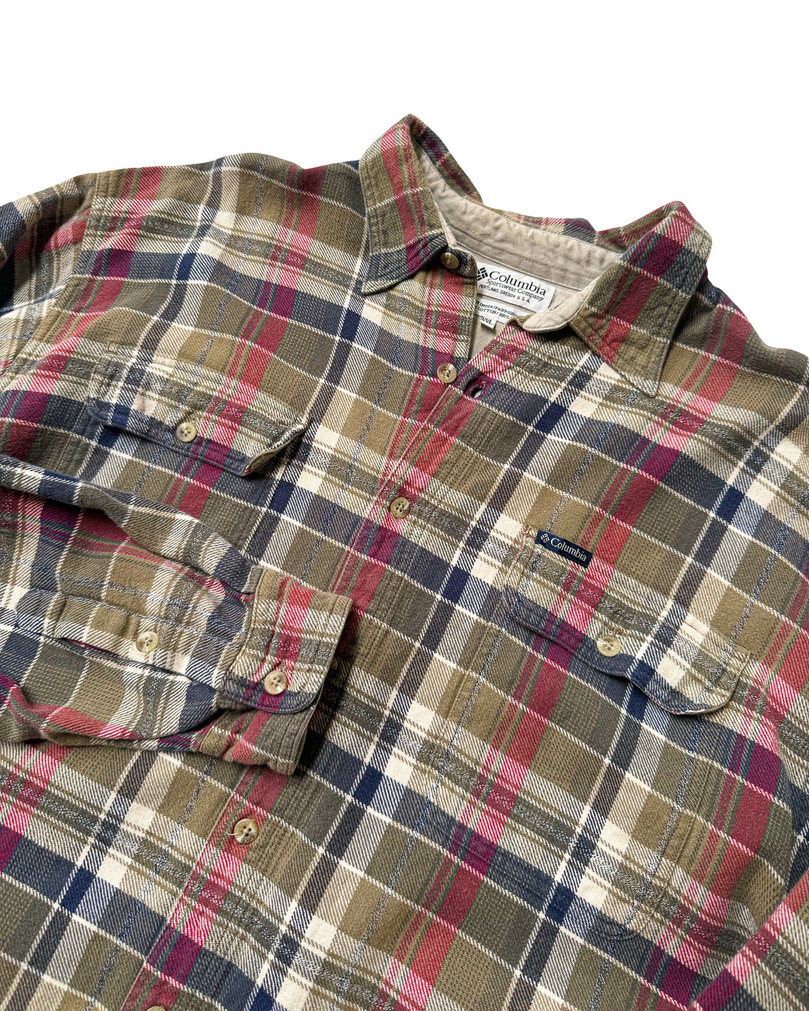 2000'S COLUMBIA HEAVY FLANNEL LONG SLEEVE BUTTON-UP - XL/XXL