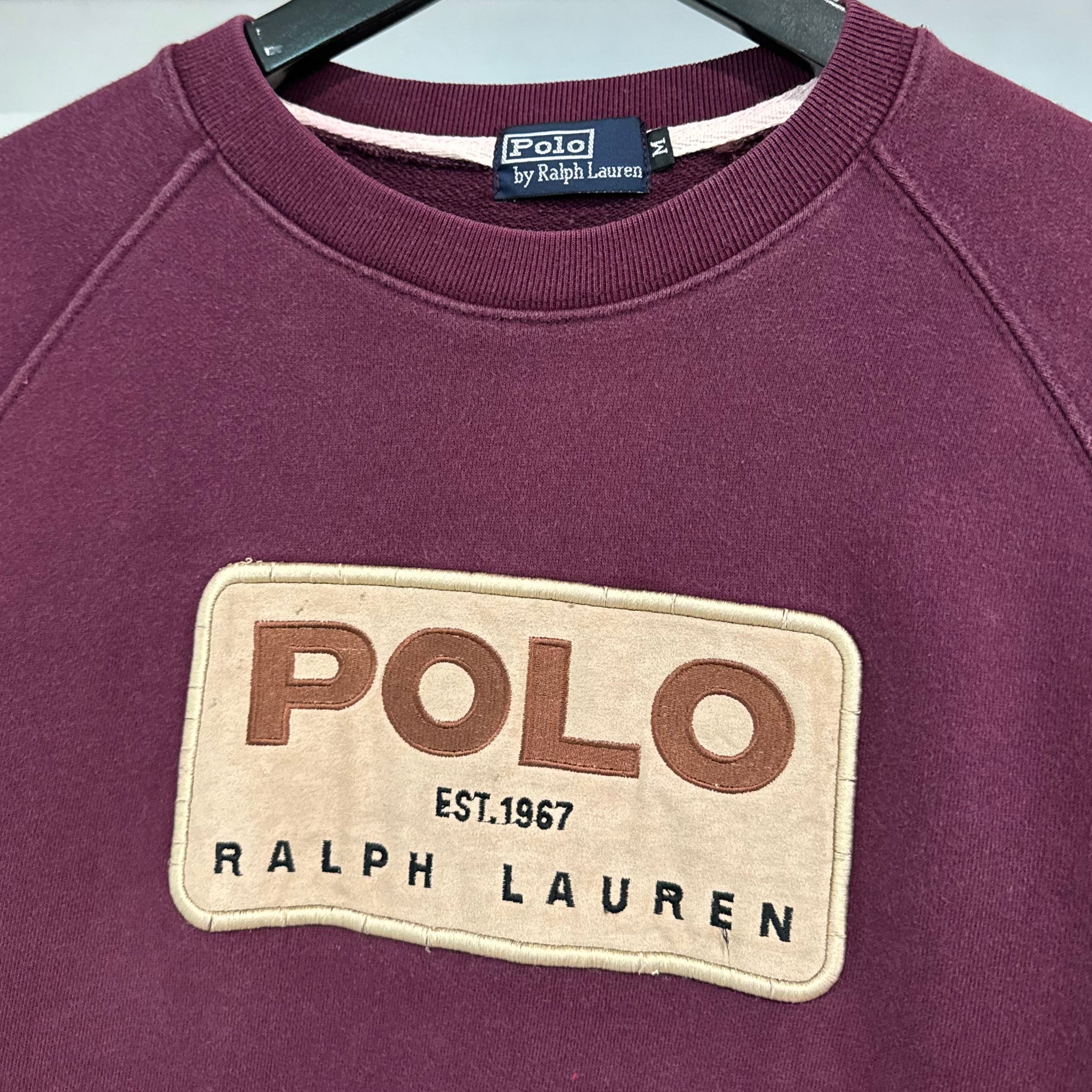 1990'S POLO RALPH LAUREN TEXTURED LOGO SWEATSHIRT - S