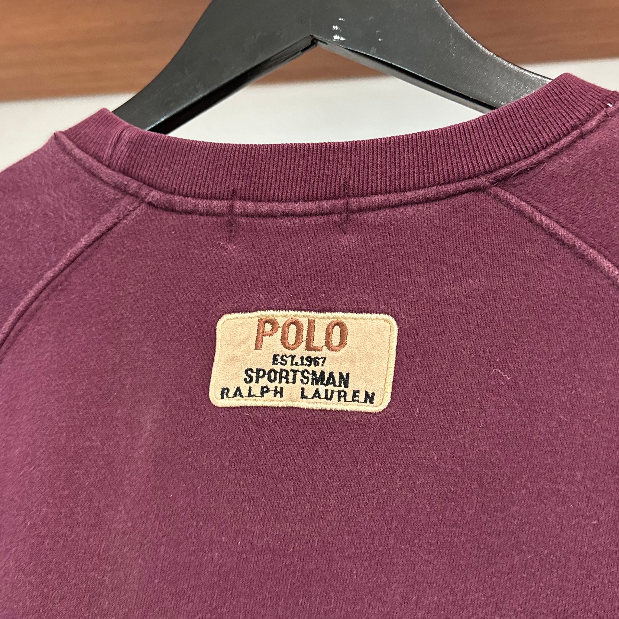 1990'S POLO RALPH LAUREN TEXTURED LOGO SWEATSHIRT - S