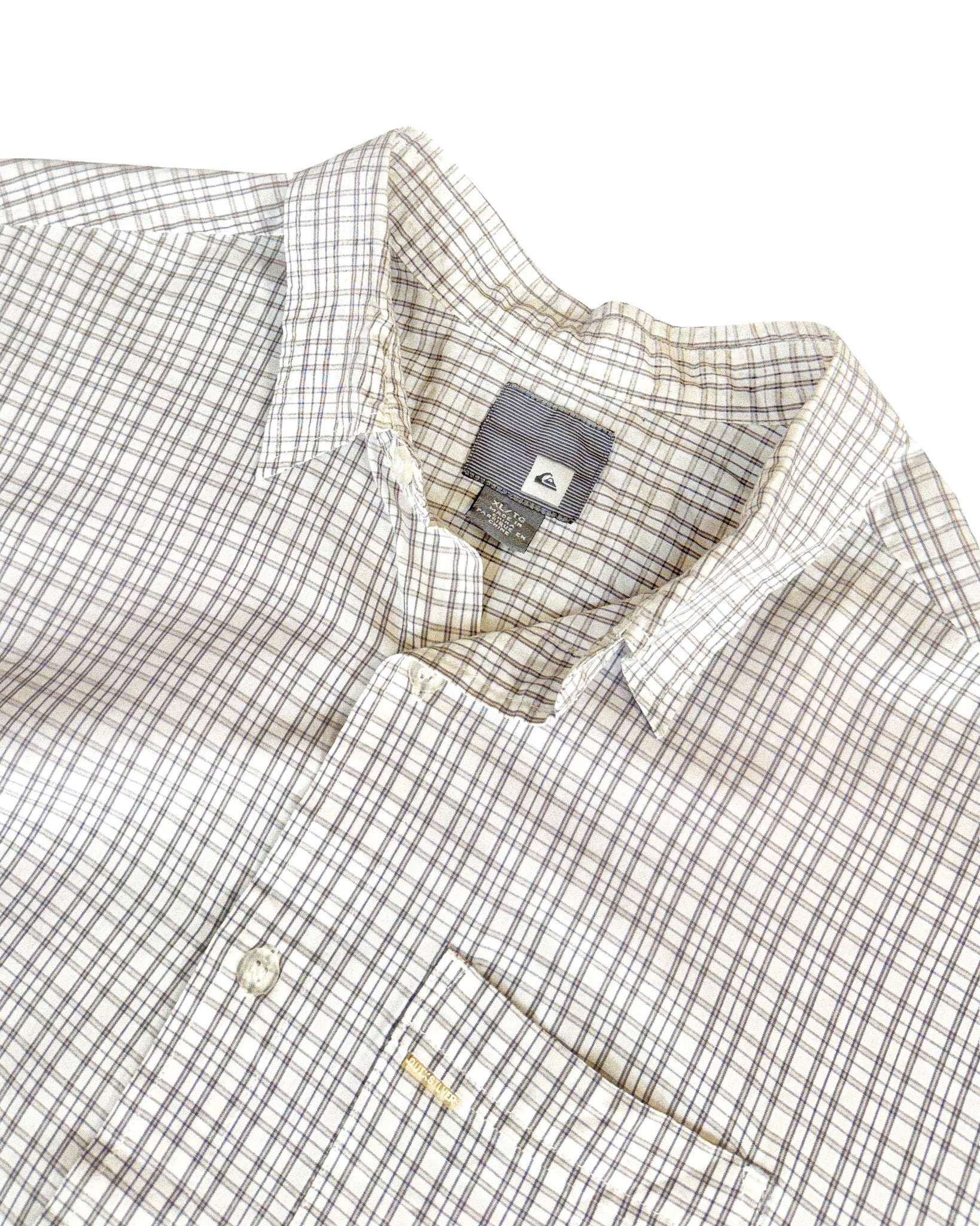 2000'S QUIKSILVER PLAID BUTTON UP - L