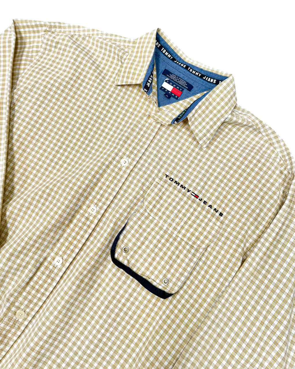 2000'S TOMMY JEANS PLAID LONG SLEEVE BUTTON-UP - L/XL