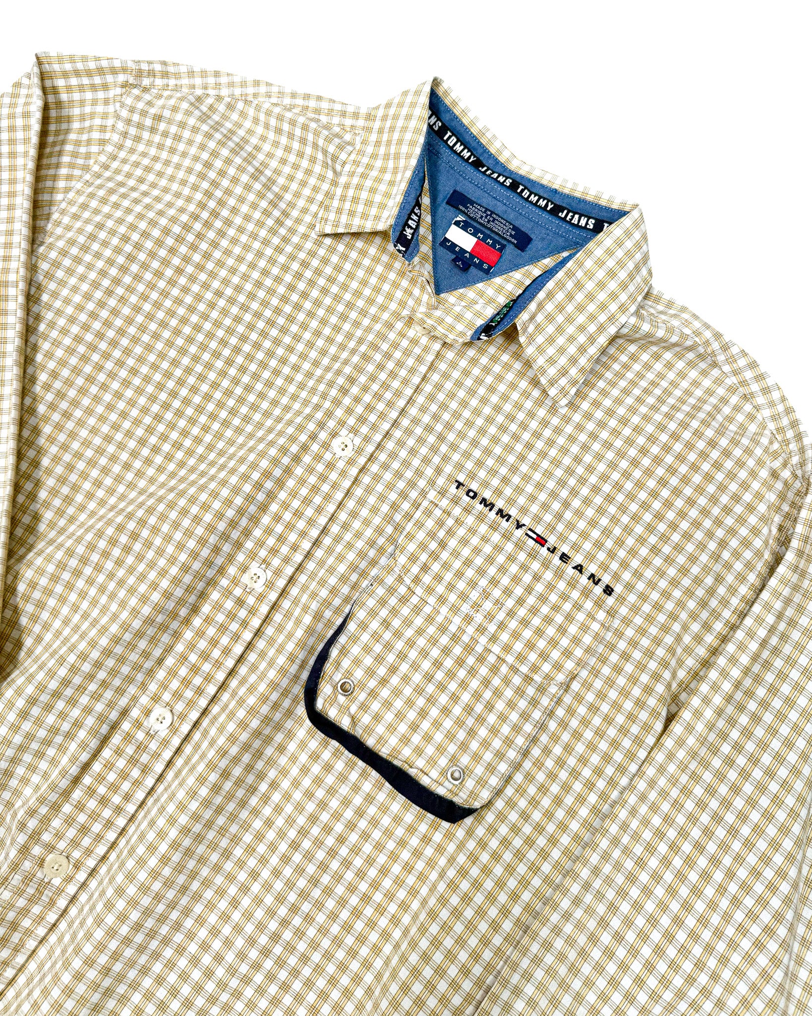 2000'S TOMMY JEANS PLAID LONG SLEEVE BUTTON-UP - L/XL