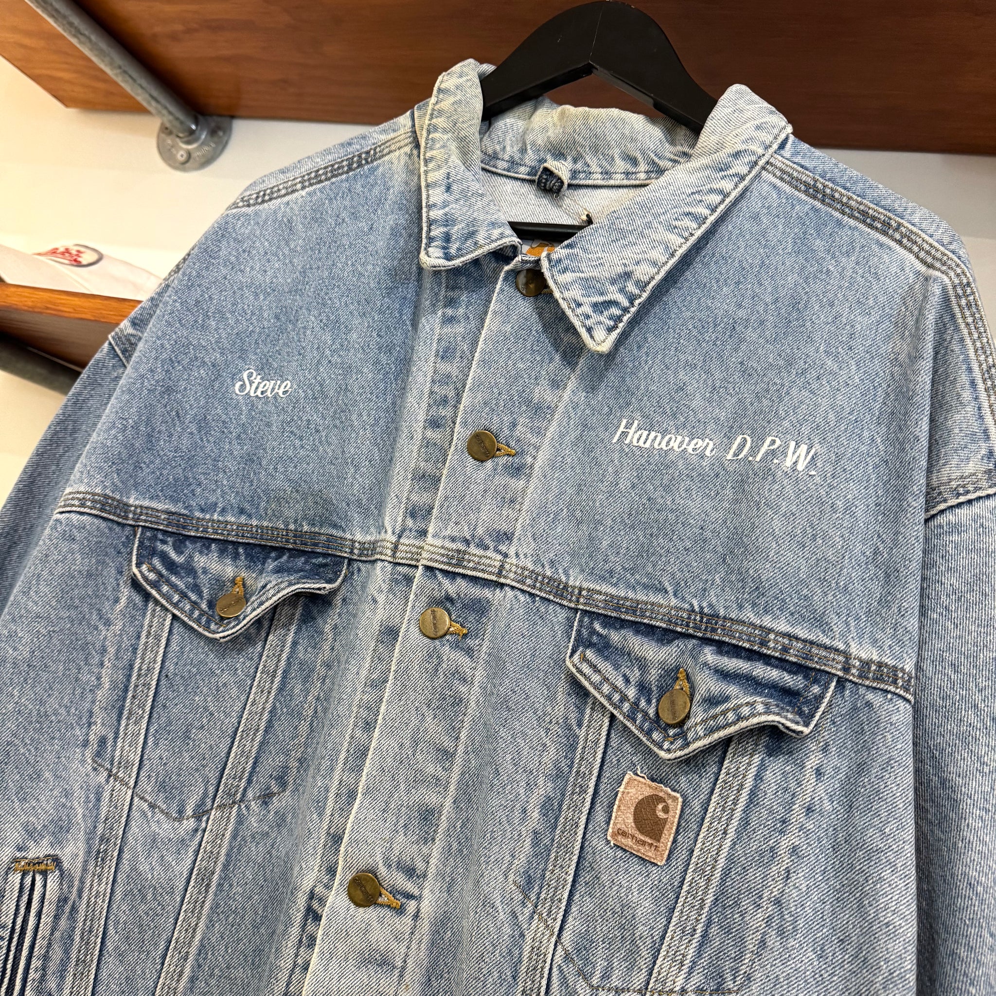 1990'S CARHARTT 'STEVE' DENIM WORKWEAR JACKET - XL