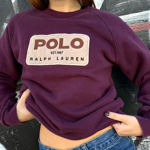 1990'S POLO RALPH LAUREN TEXTURED LOGO SWEATSHIRT - S