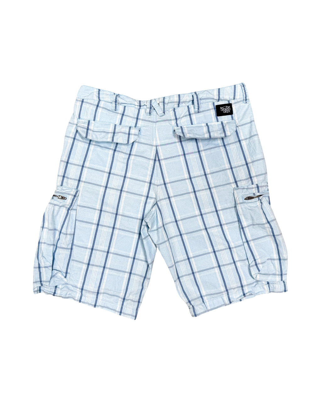 2000'S NIKE SWOOSH PLAID CARGO SHORTS - 32