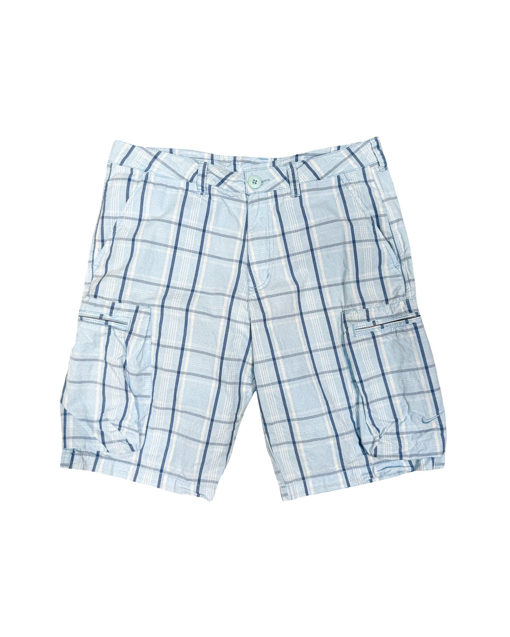2000'S NIKE SWOOSH PLAID CARGO SHORTS - 32