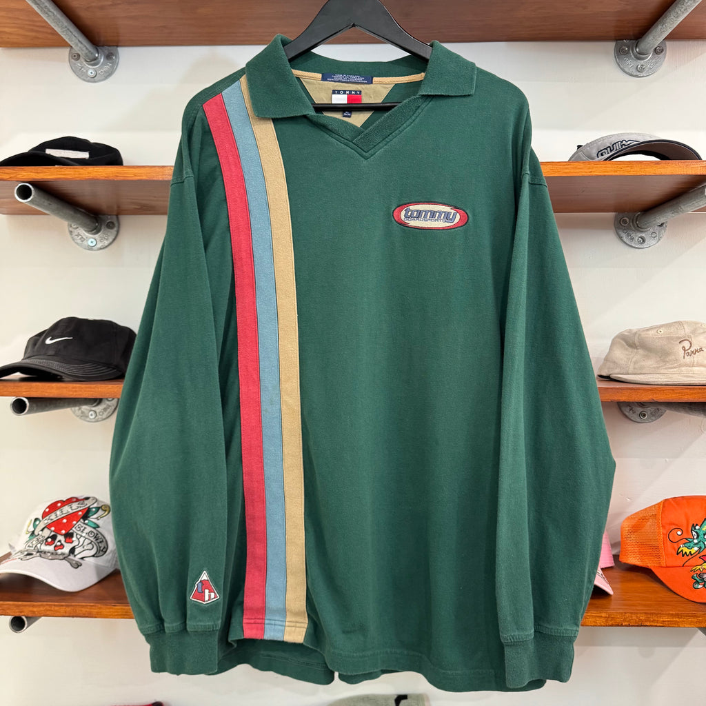 1990'S TOMMY HILFIGER BOARDSPORTS LONG SLEEVE POLO SHIRT - L/XL