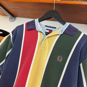 1990'S TOMMY HILFIGER STRIPED POLO SHIRT - M
