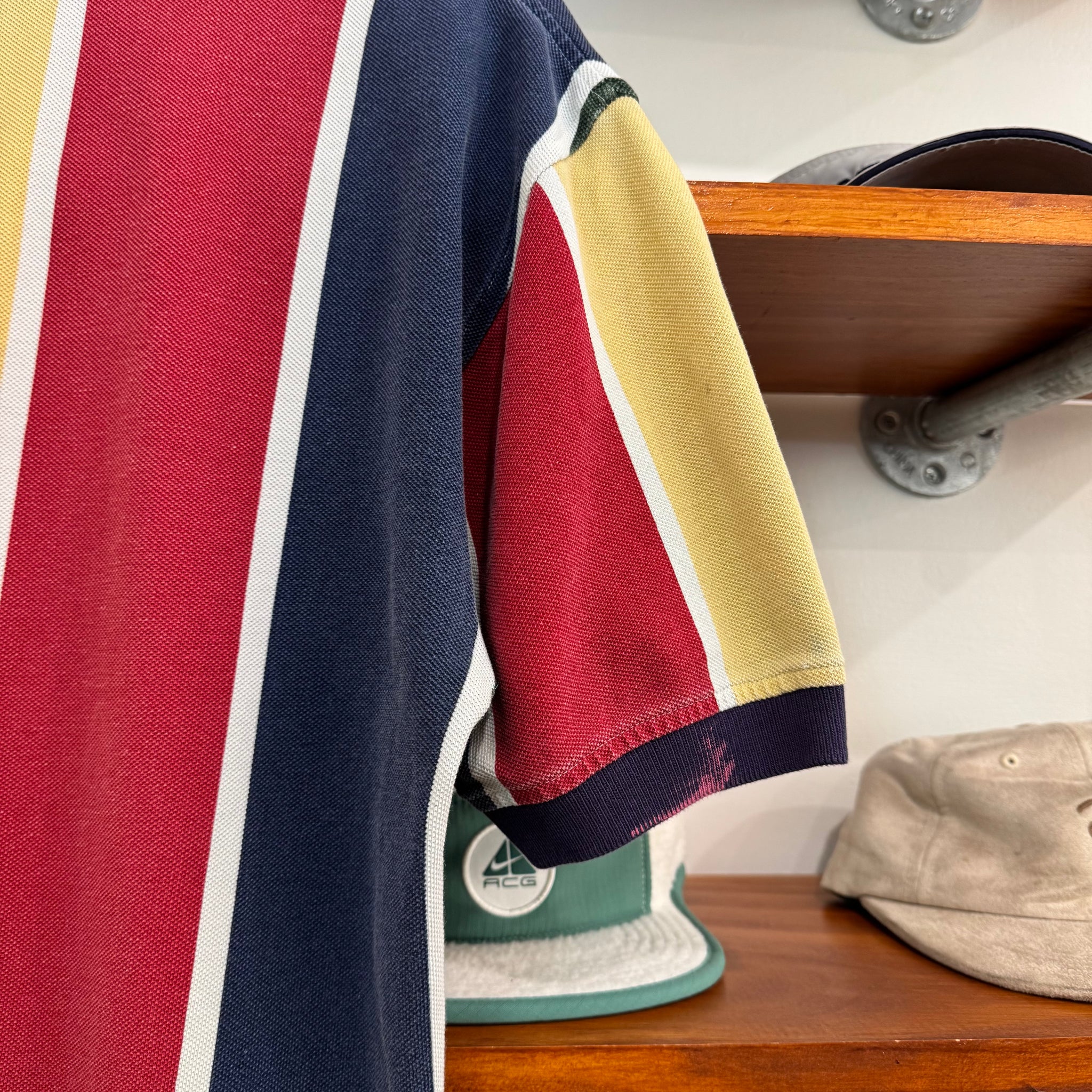 1990'S TOMMY HILFIGER STRIPED POLO SHIRT - M