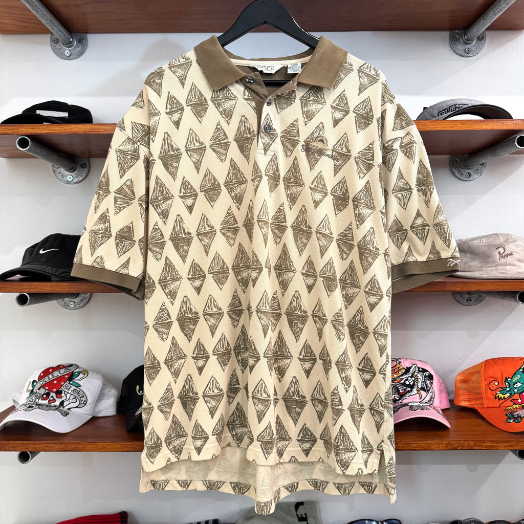 1990'S REEBOK GOLF ALL OVER PRINT POLO SHIRT - L