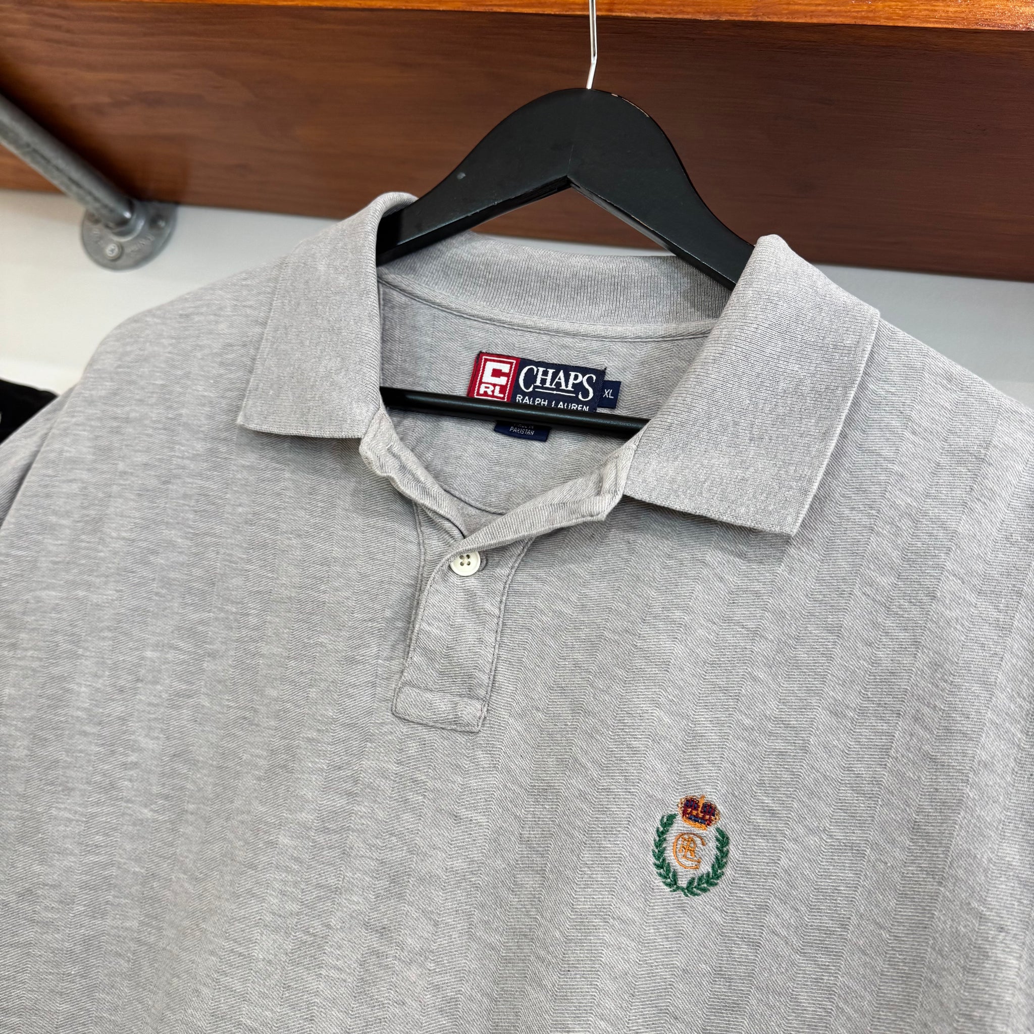 1990'S CHAPS RALPH LAUREN CREST POLO SHIRT - L