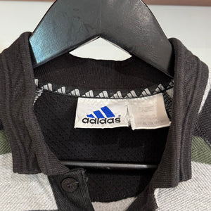 2000'S ADIDAS EMBROIDERED STRIPED POLO SHIRT - S/M