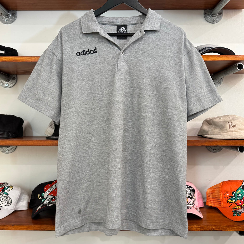 1990'S ADIDAS SPELLOUT EMBROIDERED POLO SHIRT - L/XL