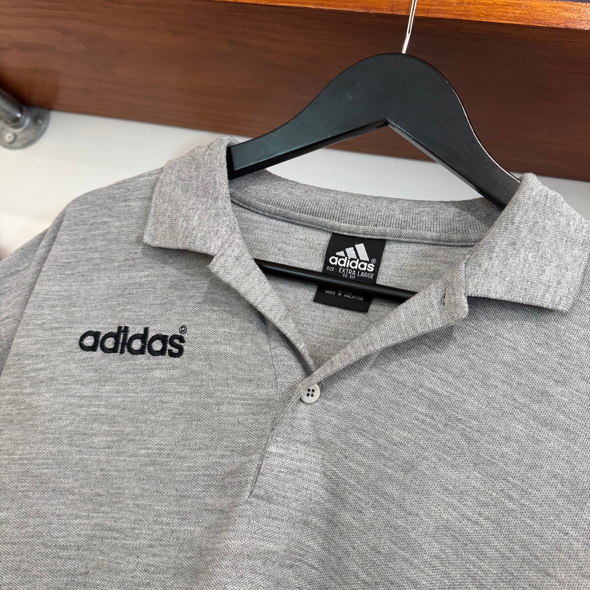 1990'S ADIDAS SPELLOUT EMBROIDERED POLO SHIRT - L/XL