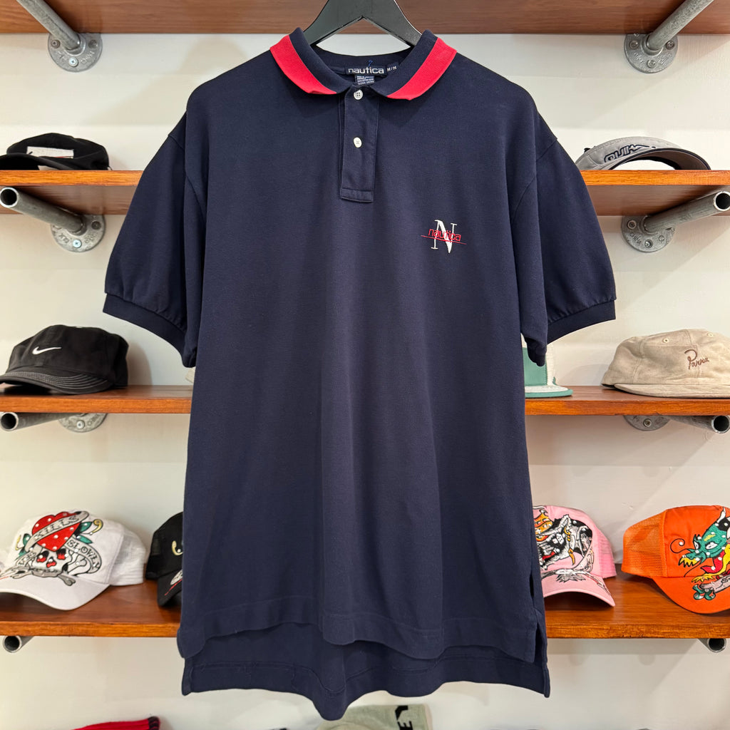 2000'S NAUTICA EMBROIDERED POLO SHIRT - L