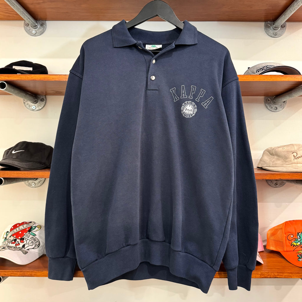 1990'S KAPPA TRAINING COLLARED SWEATSHIRT - L