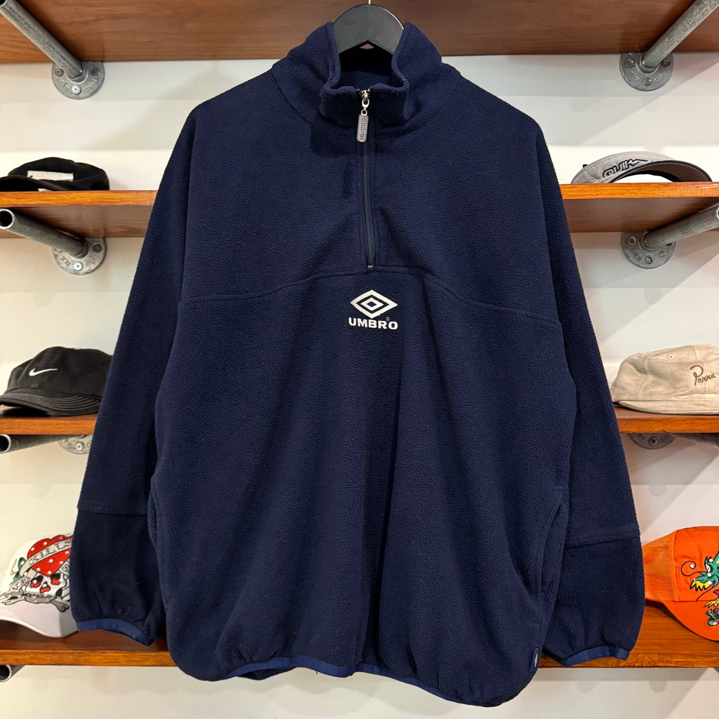 1990'S UMBRO EMBROIDERED FLEECE 1/4 ZIP - L