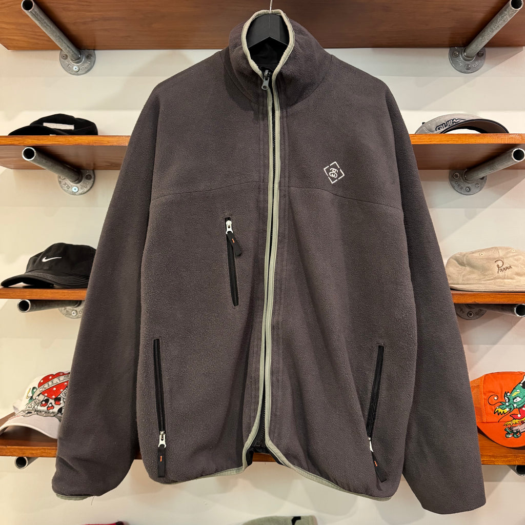 1990'S STUSSY FITNESS REVERSIBLE FLEECE JACKET - XL