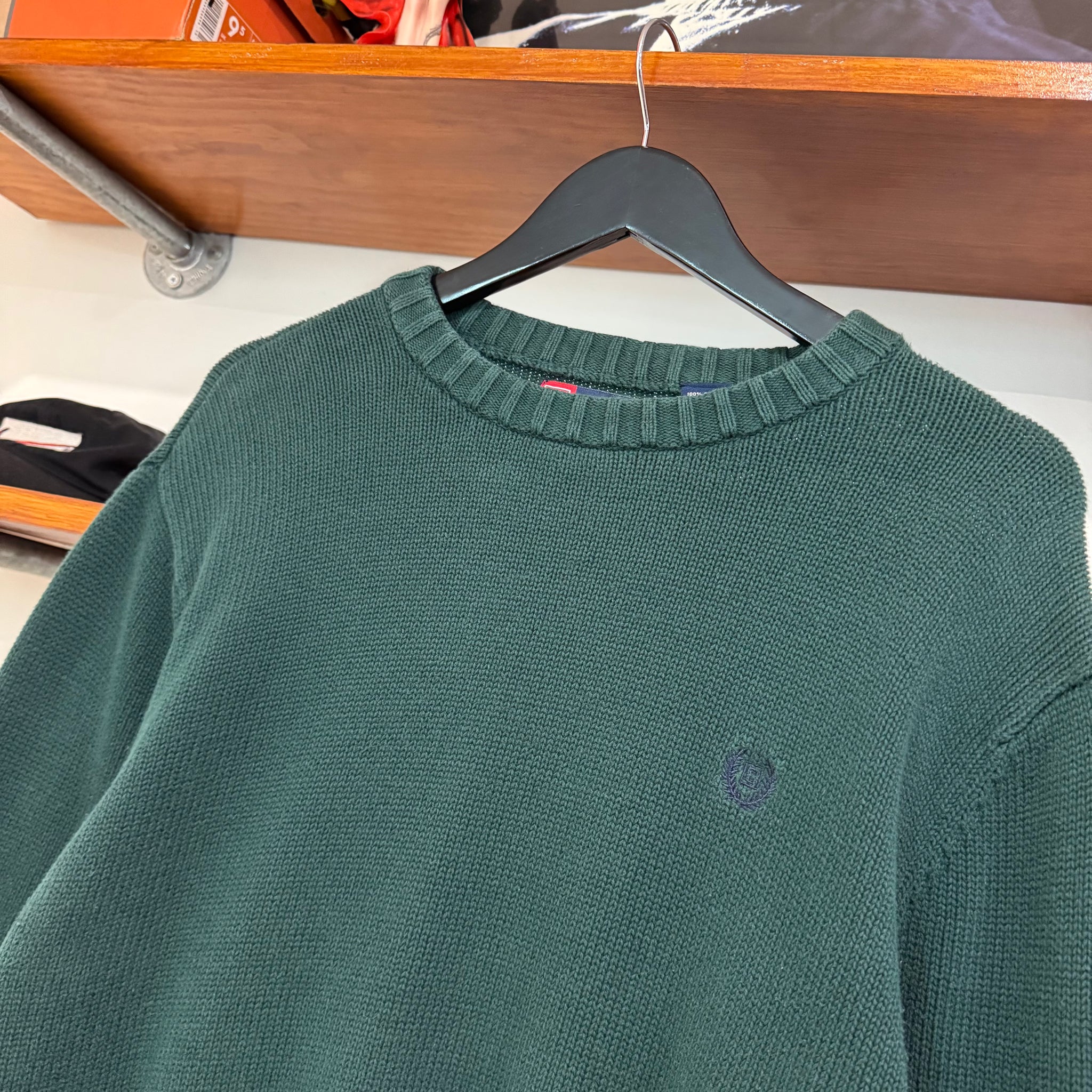 1990'S CHAPS RALPH LAUREN CREST KNIT SWEATER - L