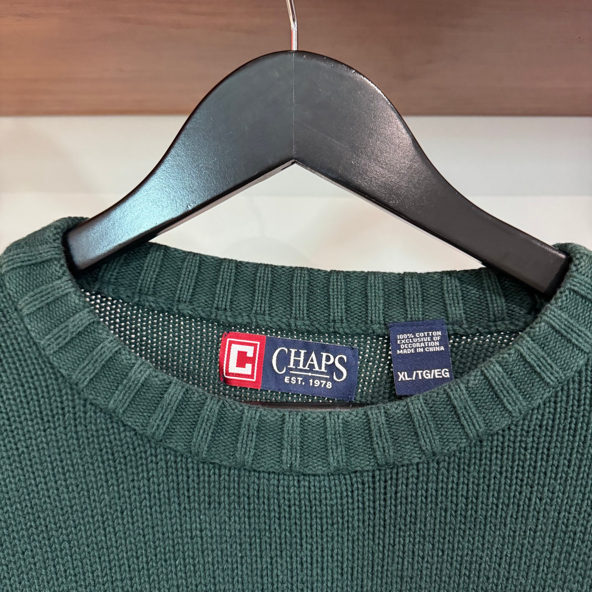 1990'S CHAPS RALPH LAUREN CREST KNIT SWEATER - L