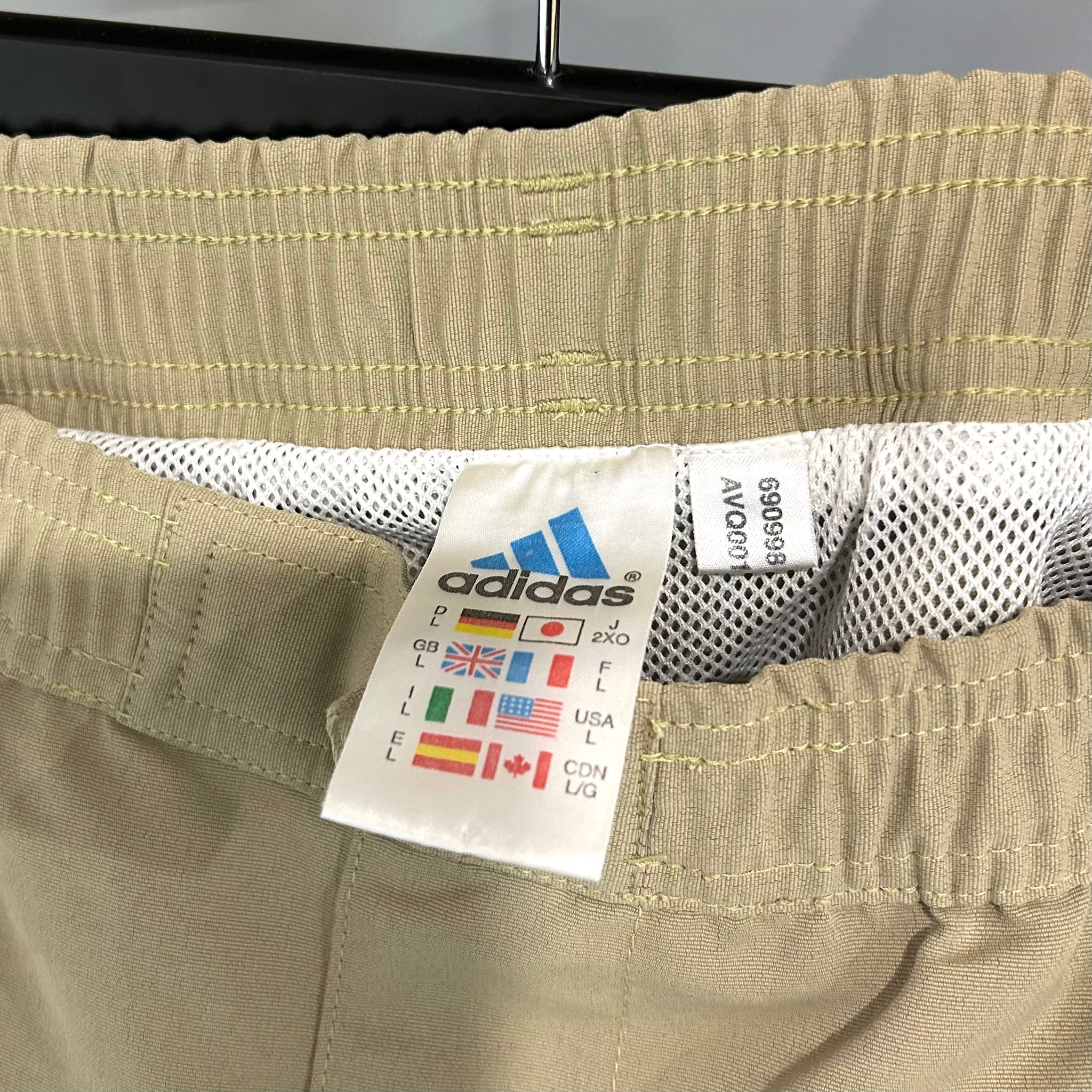 2001 ADIDAS STRIPED TECH SHORTS - M