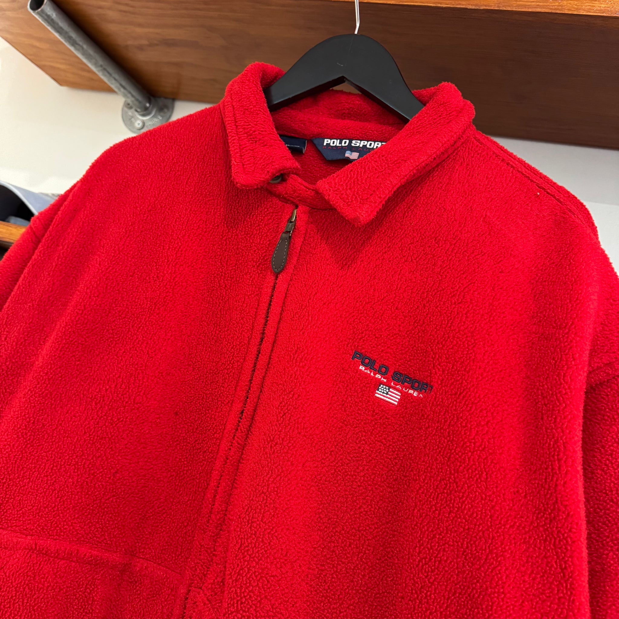 1990'S RALPH LAUREN POLO SPORT EMBROIDERED FLEECE JACKET - XXL