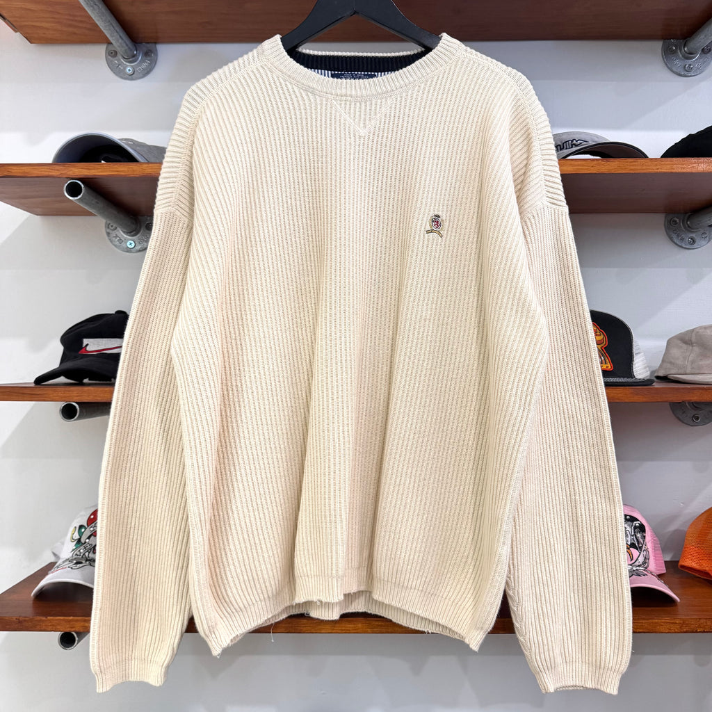 1990'S TOMMY HILFIGER CREST KNIT SWEATER - XL