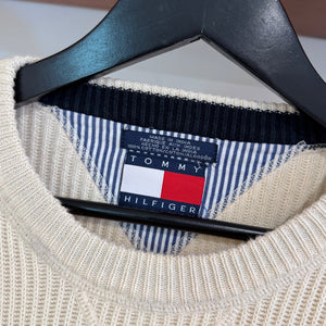 1990'S TOMMY HILFIGER CREST KNIT SWEATER - XL