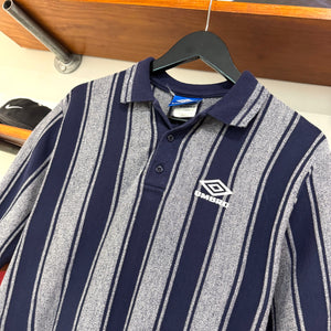 1990'S UMBRO STRIPED POLO SHIRT - M