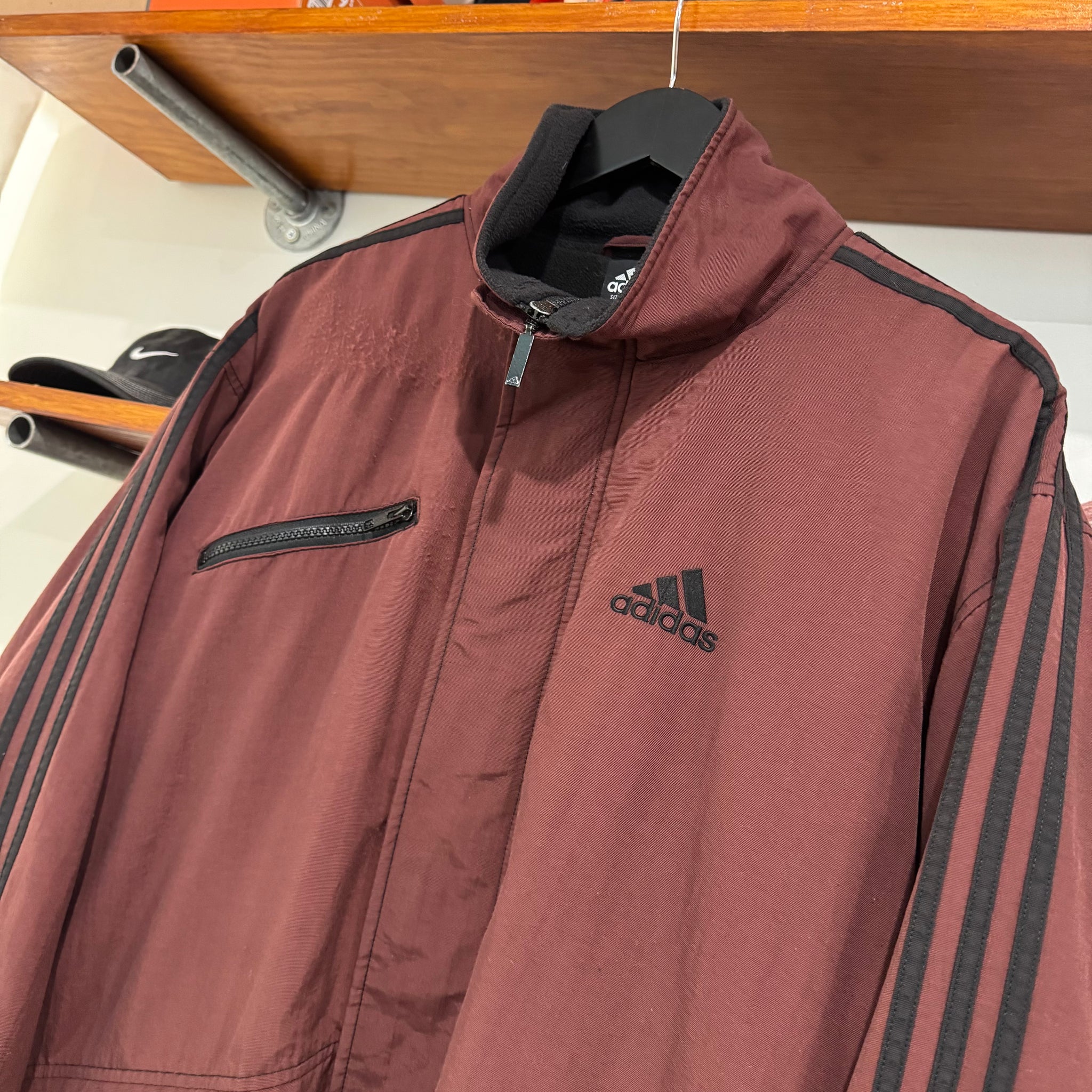 1990'S ADIDAS 3-STRIPE FLEECE LINED JACKET - L