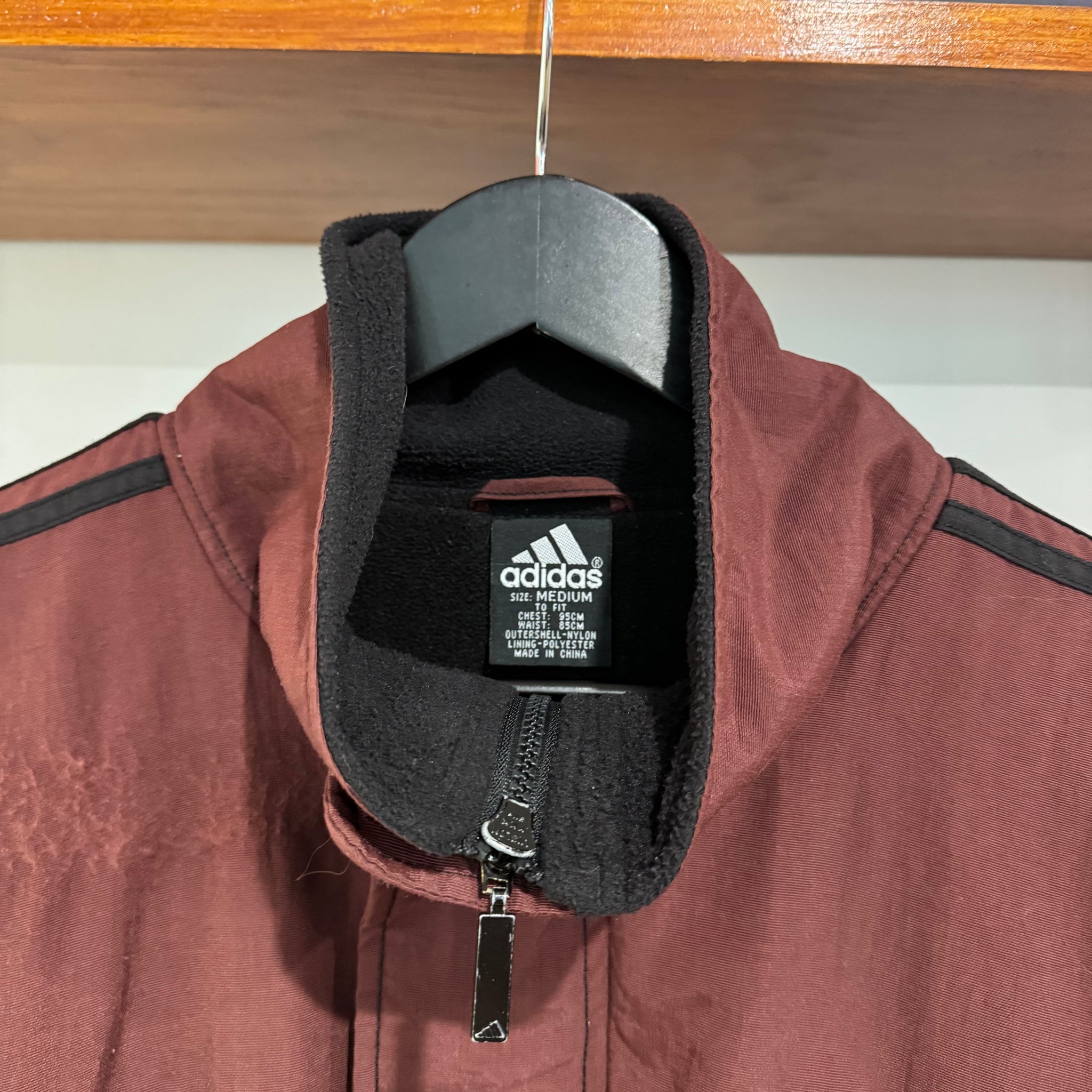 1990'S ADIDAS 3-STRIPE FLEECE LINED JACKET - L