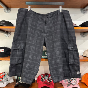 2000'S BILLABONG EMBROIDERED PLAID CARGO SHORTS - 40