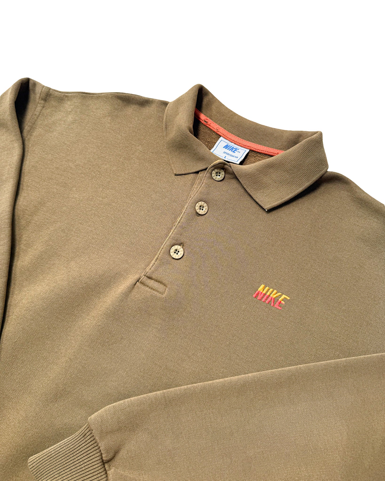 1990'S NIKE SPELLOUT COLLARED SWEATSHIRT - L