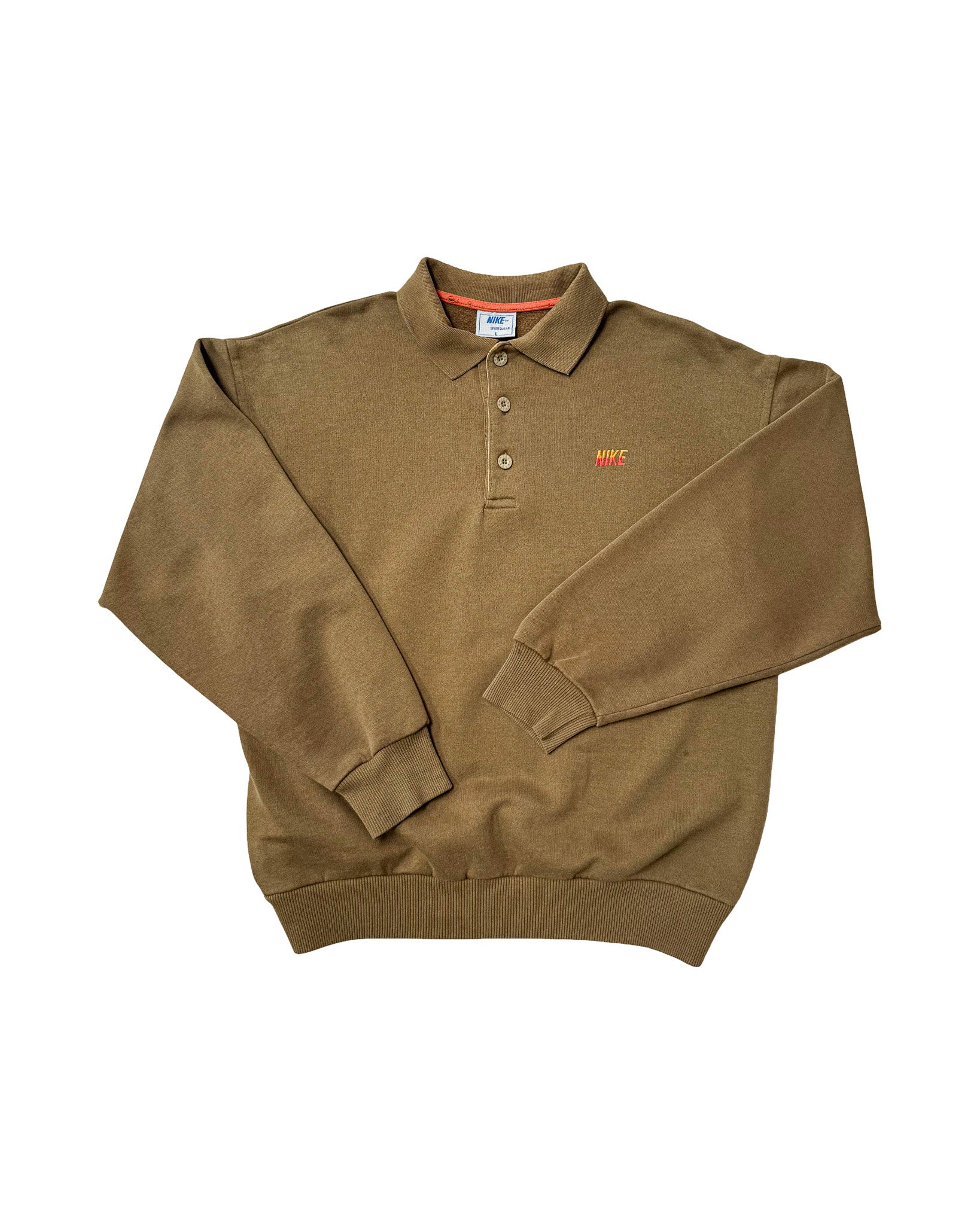 1990'S NIKE SPELLOUT COLLARED SWEATSHIRT - L