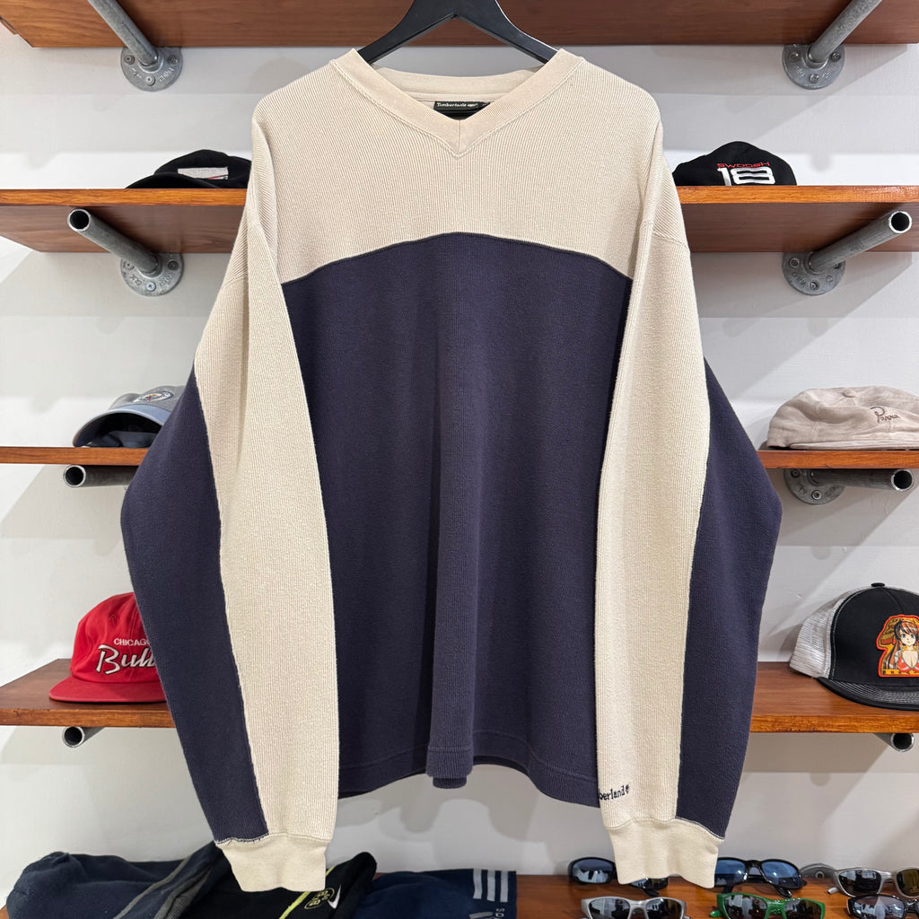 1990'S TIMBERLAND EMBROIDERED TWO-TONE SWEATSHIRT - XL/XXL