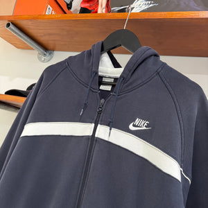 2000'S NIKE EMBROIDERED PIN-STRIPE HOODED JACKET - L