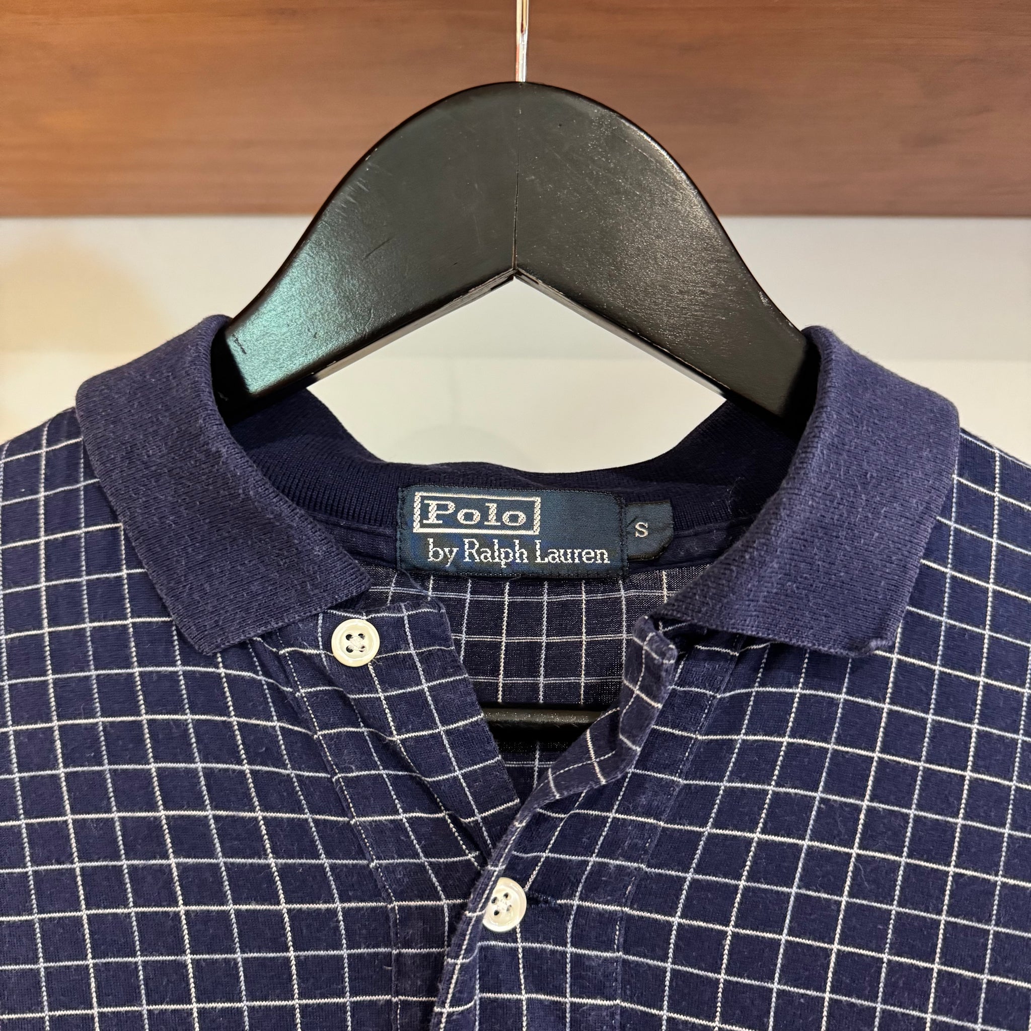 1990'S WMNS RALPH LAUREN PONY GRID POLO SHIRT - S/M