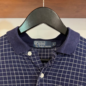 1990'S WMNS RALPH LAUREN PONY GRID POLO SHIRT - S/M
