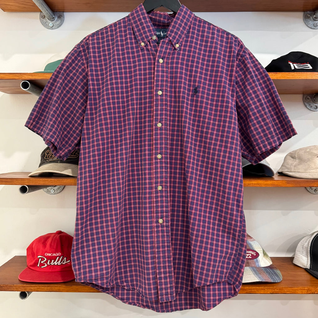 1990'S RALPH LAUREN CHECKERED BUTTON-UP - M