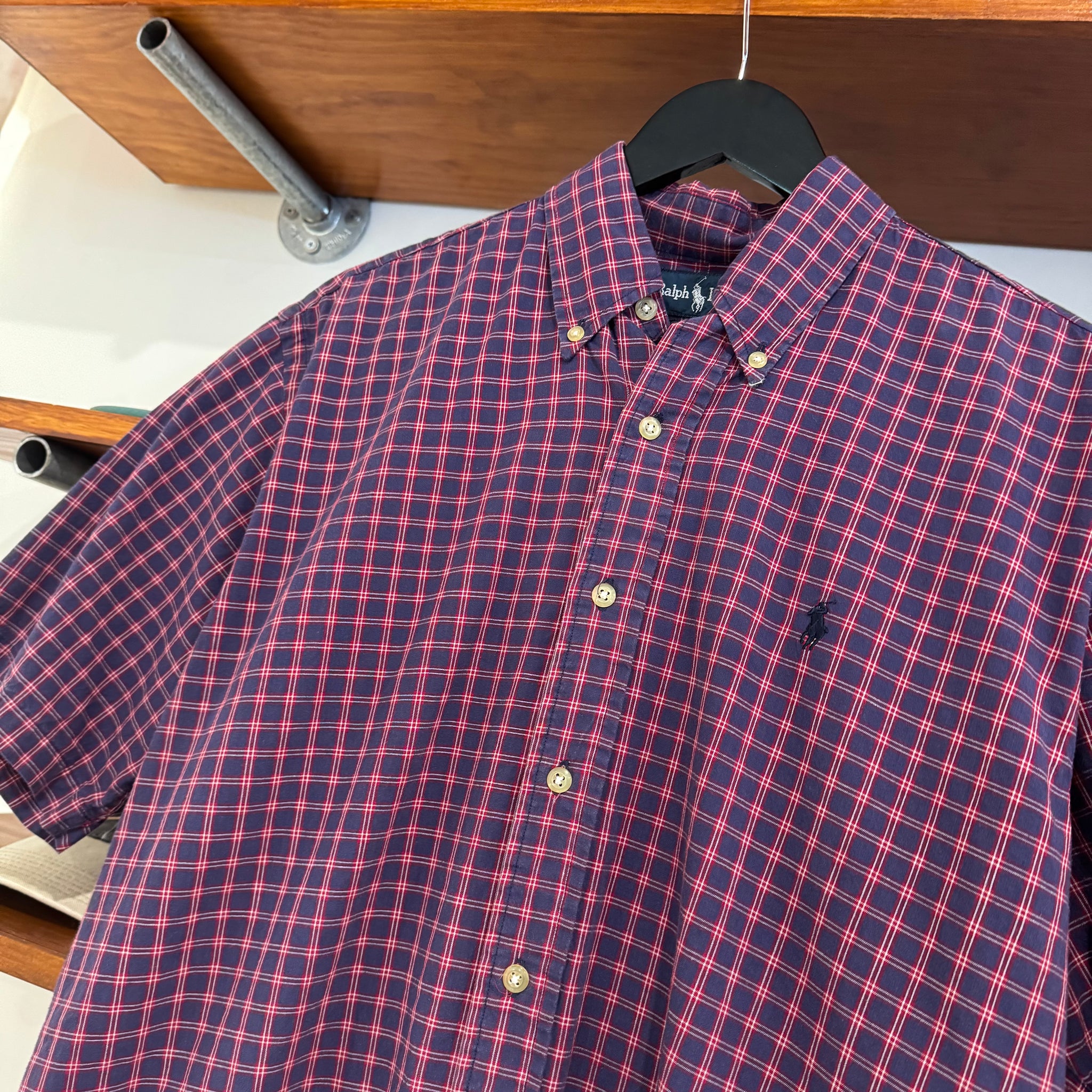 1990'S RALPH LAUREN CHECKERED BUTTON-UP - M