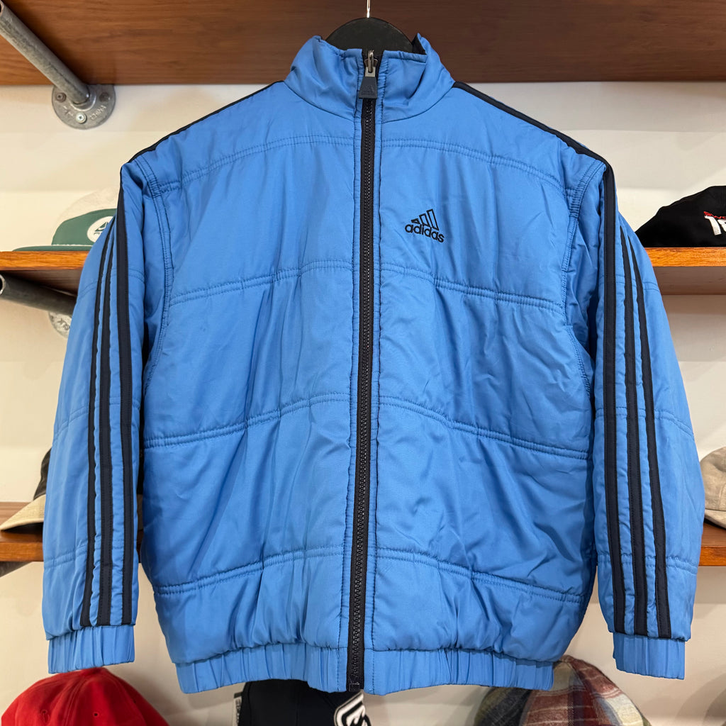 1990'S ADIDAS 3-STRIPE REVERSIBLE PUFFER JACKET - XS