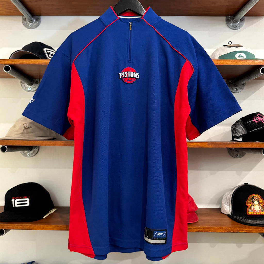 2000'S REEBOK NBA DETROIT PISTONS 1/4 ZIP JERSEY - L