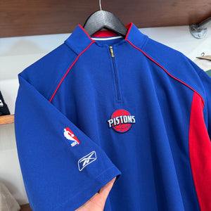 2000'S REEBOK NBA DETROIT PISTONS 1/4 ZIP JERSEY - L