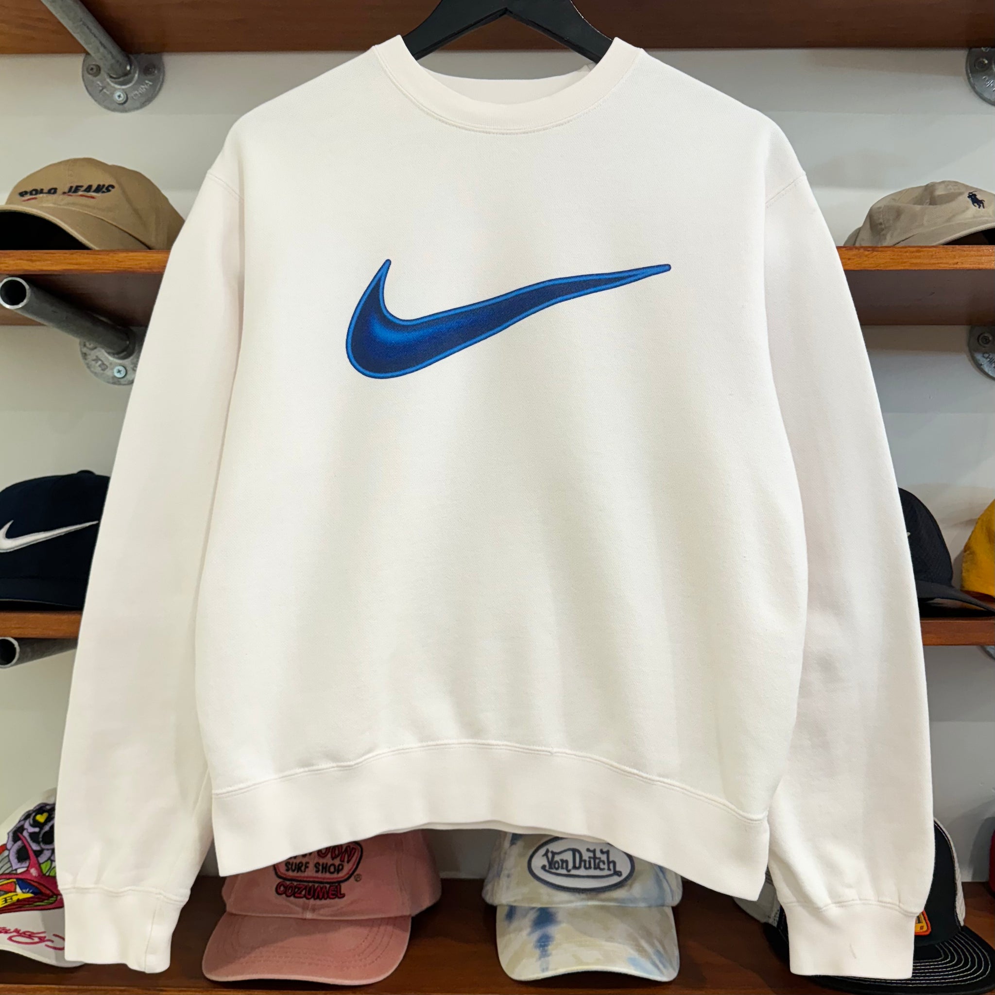 1990'S NIKE BIG SWOOSH GRAPHIC SWEATSHIRT - S/M