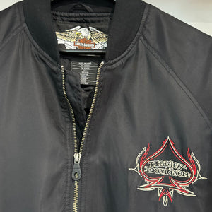 2000'S HARLEY DAVIDSON EMBROIDERED BOMBER JACKET - L