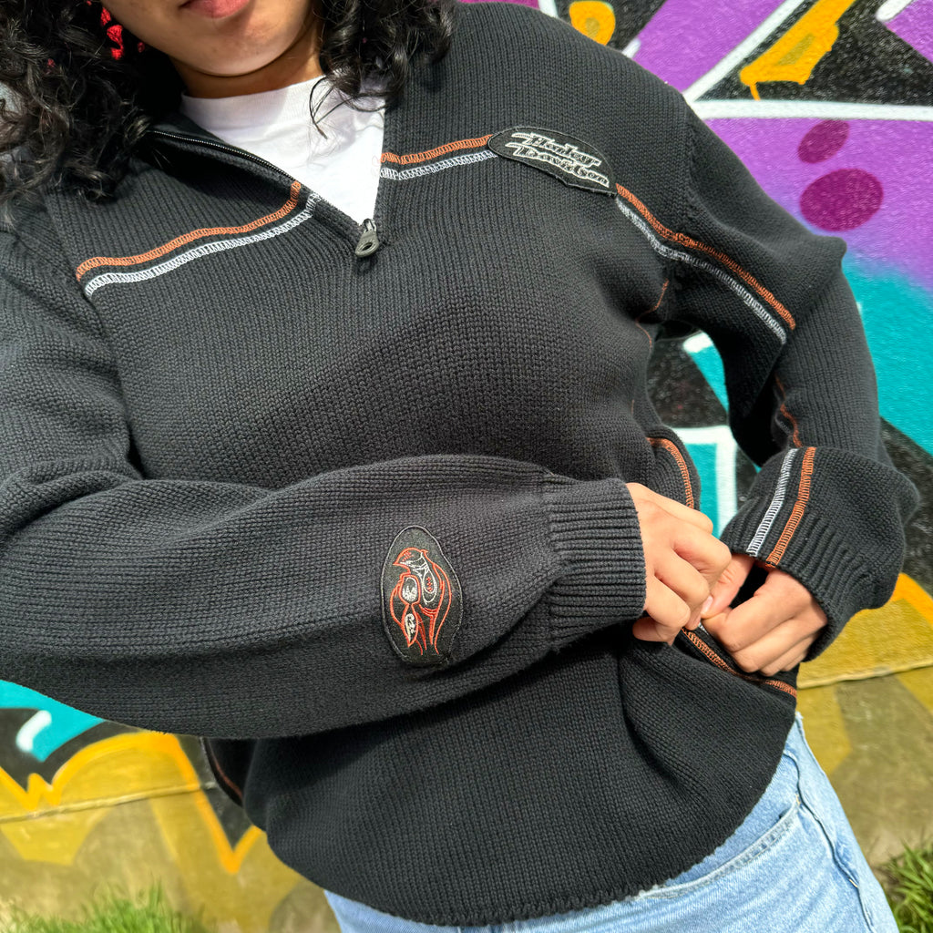 2000'S HARLEY DAVIDSON 1/4 ZIP KNIT - M